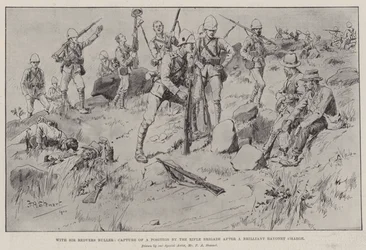 レッドバーズ卿とともに、鮮やかな銃剣の突撃後のライフル旅団による陣地の占領